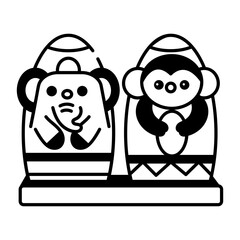 Drawing style icon depicting spice shakers set

