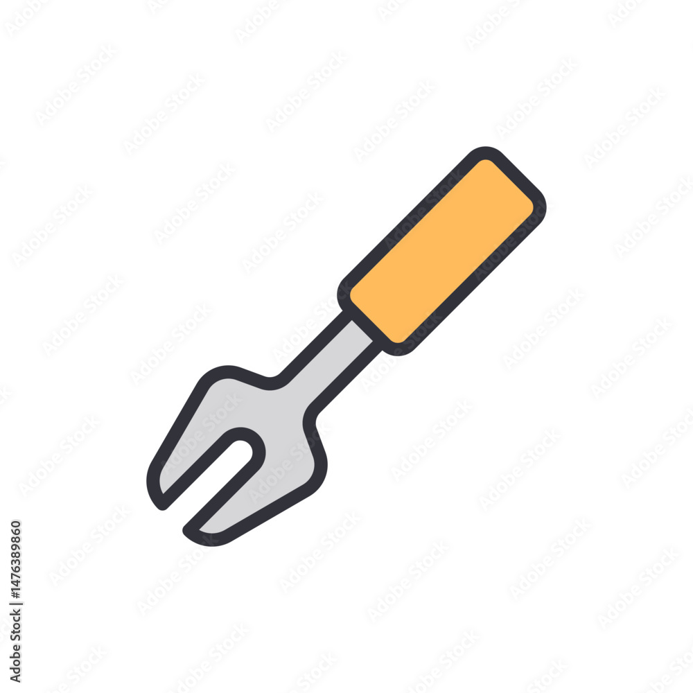 Poster simple spanner illustration with transparent background and yellow handle
