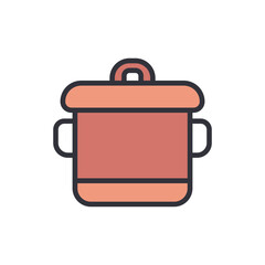 Obraz premium Simple Illustration Of A Covered Cooking Pot With Handles And Lid