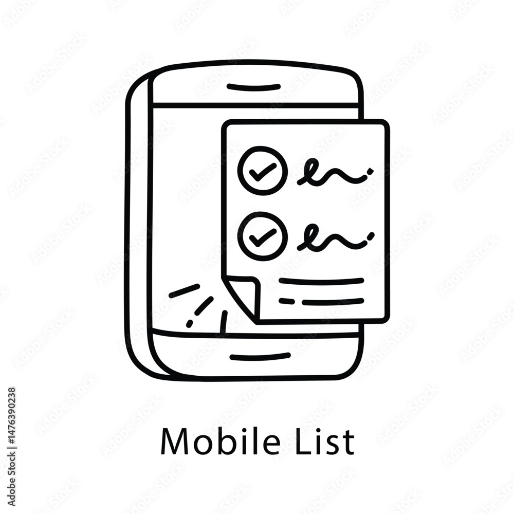 Poster mobile list vector outline style icon. eps 10 file