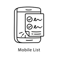 Mobile List Vector Outline Style Icon. Eps 10 File