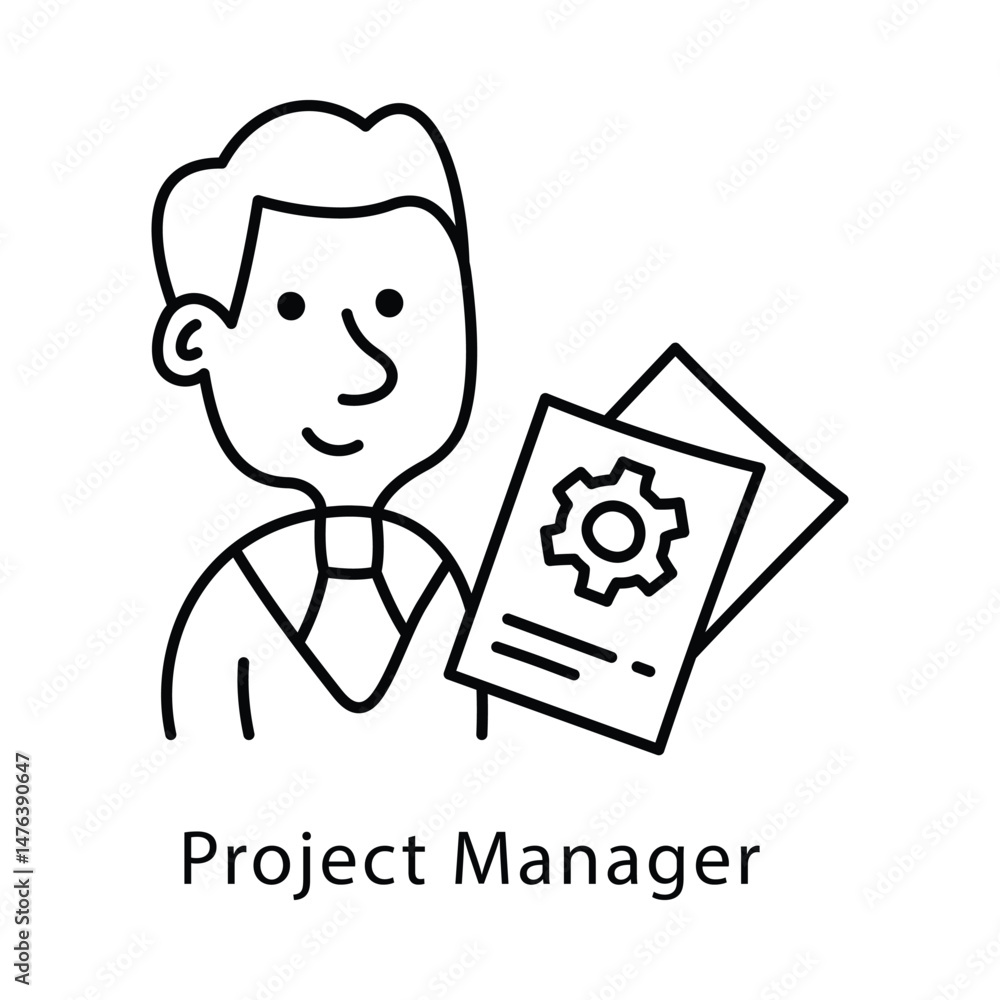 Poster project manager vector outline style icon. eps 10 file