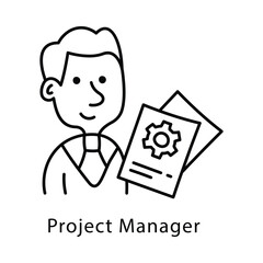 Project Manager Vector Outline Style Icon. Eps 10 File