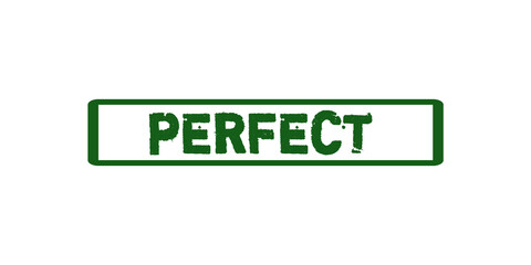 Green "Perfect" Grunge Stamp Text on Transparent Background