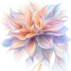 Fototapeta premium Close up of a Pastel Dahlia Flower with Delicate Petals in Soft Lighting on White Background