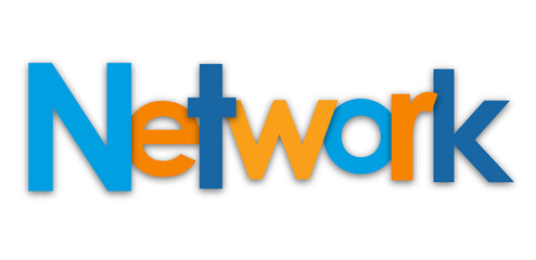 NETWORK colourful typography banner on transparent background