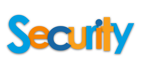 SECURITY colourful typography banner on transparent background