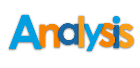 ANALYSIS colourful typography banner on transparent background
