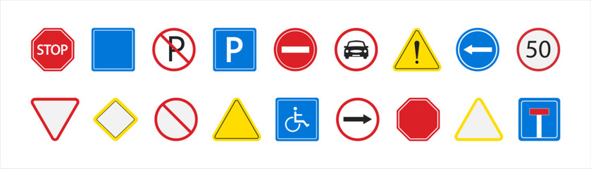 Road sign set icons. Street sign icons. Vector.