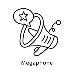 Megaphone Vector Outline Style Icon. Eps 10 file