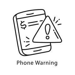 Phone Warning Vector Outline Style Icon. Eps 10 file