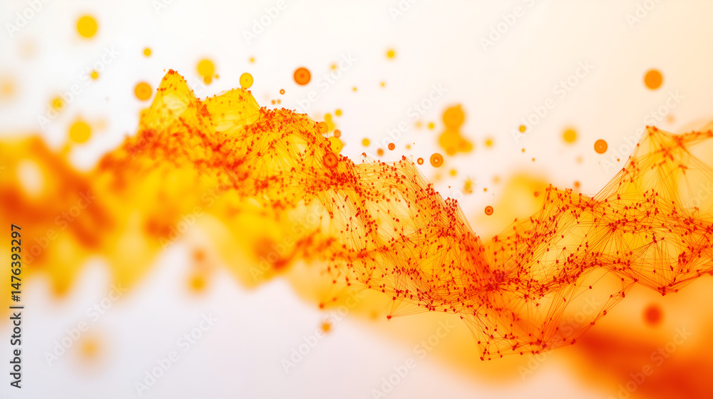 Poster abstract vibrant orange digital rendering with wavy lines and a blurred background, the image looks 