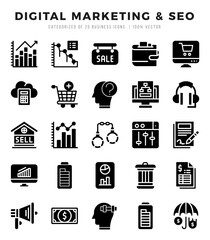 icons set. Digital Marketing & SEO for web. app. vector illustration.
