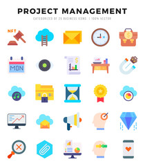Project Management. Flat icons Pack. vector illustration.