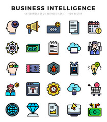 Business Intelligence. Lineal Color icons Pack. vector illustration.