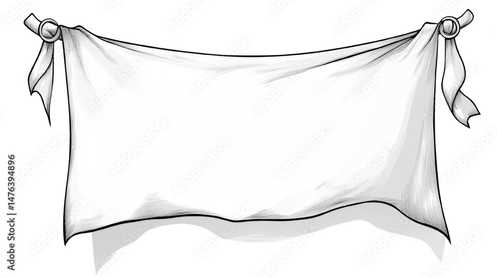 Aufkleber White textile banner for message or graphic design, illustration with transparent space ready for text placement