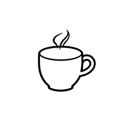 Simple Line Drawing Hot Coffee Cup Icon Design Graphic Element for Website Mobile App Illustration Breakfast Beverage Mug Warm Drink Hot Beverage Caffeine Energy Morning Routine Daily Ritual Cozy     