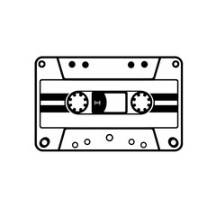 Retro Cassette Tape Music Audio Vintage Style Black White Graphic Design Illustration Minimalist Simple Line Art Vector Image Perfect for Nostalgia Theme Projects  Backgrounds Prints 80s 90s icon song