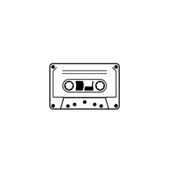 Retro Cassette Tape Music Vintage Audio Analog Design Element Graphic Illustration Simple Minimalist Black White Outline Style Perfect for Nostalgia Theme Projects Websites Blogs Social Media Posts   