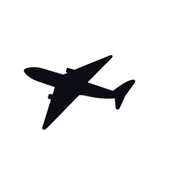 Simple Airplane Silhouette Icon Black Travel Flight Journey Air Plane Transportation Design Element Graphic Minimalist Vector Illustration Airplane Icon Design for Website App Mobile jet sky map trip 