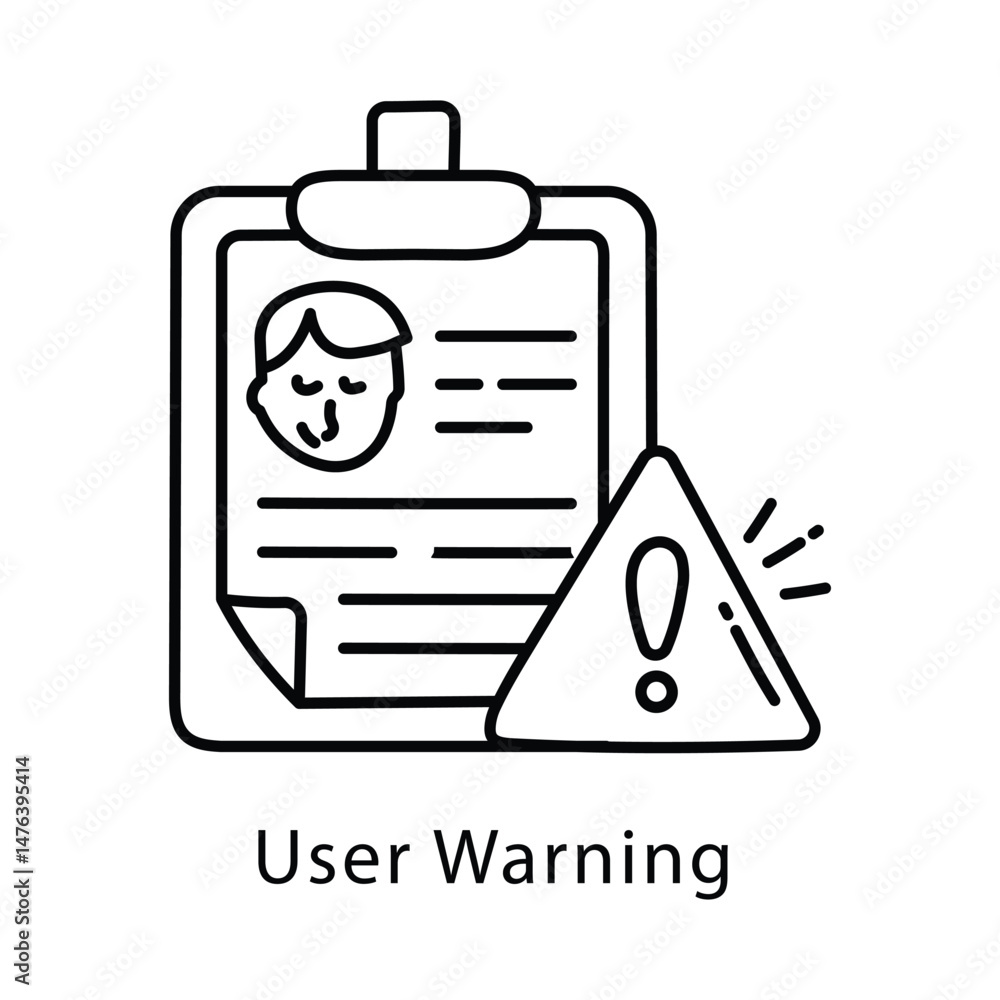 Aufkleber user warning vector outline style icon. eps 10 file