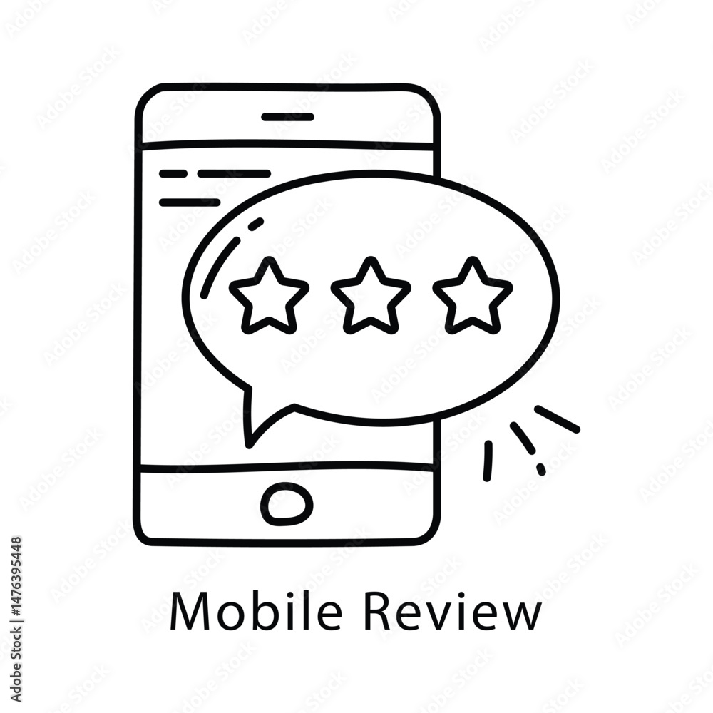 Poster mobile review vector outline style icon. eps 10 file