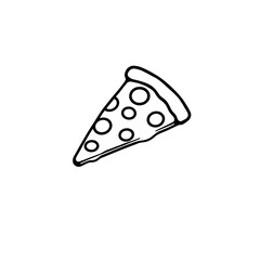 Delicious Single Slice Pizza Illustration Simple Black Line Drawing Perfect for Menu Design Restaurant Branding Food Blog Graphic Pizza Slice Icon Isolated White Background Hand Drawn Style Fast Food 