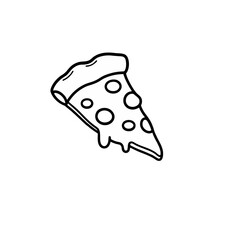 Delicious Melted Cheese Pizza Slice Illustration Simple Line Drawing Cute Fast Food Restaurant Menu Graphic Design Element Black White Vector Isolated Background Perfect for Print and Web Projects art