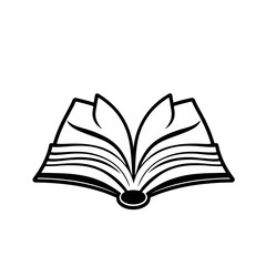 Open Book Icon Black and White Simple Elegant Design Vector Illustration Graphic Education Knowledge Literature Reading Symbol Open Book Pages Textbook Study Research Library Literature Book Vector   