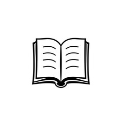 Simple Open Book Icon Black and White Line Art Graphic Design Element for Education Reading Literature Knowledge Textbook Symbol Illustration Perfect for Website App Mobile Design Project page study  