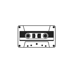 Retro Cassette Tape Music Audio Vintage Analog Style Graphic Design Element Illustration Black White Simple Minimalist Old School Technology Recording Media Player Device art 80s 90s icon image sound 