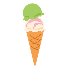 Double scoop ice cream cone illustration
