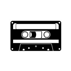 Retro Vintage Cassette Tape Music Audio Black White Graphic Design Element Illustration Simple Minimalist Style Analog Technology Nostalgia 80s 90s Music Icon Media Player Sound Recording Compact     