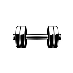Simple Black Dumbbell Weightlifting Gym Fitness Icon Strong Exercise Workout Training Sport Equipment Silhouette Graphic Design Element Isolated Vector Illustration logo pump power white gains power  