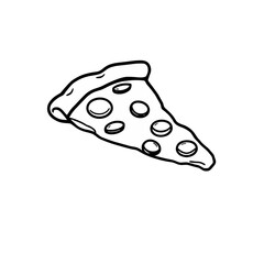 Delicious Single Slice Pizza Illustration Simple Line Art Drawing Graphic Design Element Perfect for Restaurant Menu Food Blog Website Decoration Printable Cute Pizza Slice Black and White Vector     