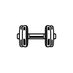 Simple Dumbbell Icon Black and White Fitness Gym Workout Exercise Weightlifting Strength Training Equipment Graphic Design Element Minimalist Vector Illustration Sport Equipment Image line body pump  