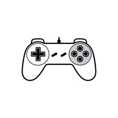 Classic Retro Video Game Controller Icon Design Simple Minimalist Black White Line Art Graphic Element Digital Illustration for Game App Website Mobile Game Design Retro Gaming Nostalgia Gamer play   
