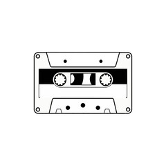 Vintage Audio Cassette Tape Retro Music Graphic Design Element Black and White Simple Minimalist Style Illustration Perfect for Nostalgia Projects Decoration and Branding Vector Art Image 80s 90s icon