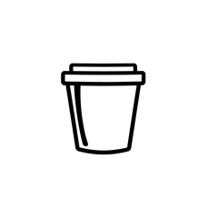 Simple Line Art Coffee Cup Icon Design Minimalist Black White Beverage Container Graphic Resource Illustration Outline Drawing Vector Image for Branding and Website Design Template mug hot cold cafe  
