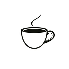 Simple Black Coffee Cup Icon Hot Beverage Minimalist Design Hot Drink Graphic Element Coffee Shop Menu Design Template Warm Drink Illustration Simple Mug Vector Art Coffee Break Image Coffee Time     