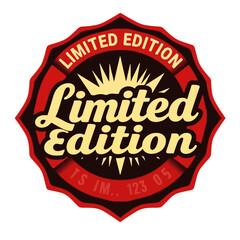 Retro Limited Edition Badge Design Vintage Style Red Black Yellow Graphic Label Premium Quality Vector Illustration Perfect for Branding and Merchandise Unique Design High Resolution Image Download   