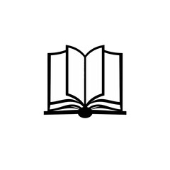 Simple Open Book Icon Black Outline Minimalist Design Elegant Reading Literature Education Knowledge Symbol Vector Graphic Book Illustration Open Book Page Learning Study Textbook School Library      