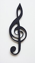 Obraz premium Close up of a black treble clef on white background music symbol top down studio shot clean simple