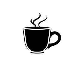 Hot Drink Coffee Mug Icon Simple Black Tea Cup Silhouette Graphic Design Element Steam Beverage Caffeine Morning Breakfast Warm Cozy Hot Beverage Mug Illustration bar art food cafe home logo white    