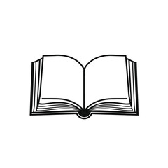 Open Book Simple Line Art Graphic Design Element Black and White Vector Illustration Education Reading Knowledge Literature Textbook School Library Study Symbol Icon Simple Elegant Design Perfect for 