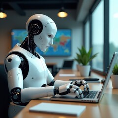 Robot Typing on Laptop