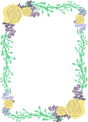 Vintage Floral Border with Soft Green Leaves and Delicate Blossoms