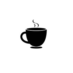Simple Black Coffee Cup Icon Hot Beverage Mug Steam Graphic Design Element Minimalist Style Vector Illustration Perfect for Cafe Menu Website Branding Template Hot Drink Image Coffee Shop Design      