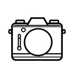 Simple Line Drawing Modern Camera Icon Digital Photography Equipment Minimalist Graphic Design Element Clean Vector Illustration Black and White Photography Tool Image Instant Camera Device Stylish   