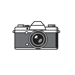 Vintage Film Camera Illustration Classic Photography Equipment Retro Design Graphic Simple Icon Minimalist Style Black White Image Professional Photography Tool Stylish Camera Lens Detailed View High 
